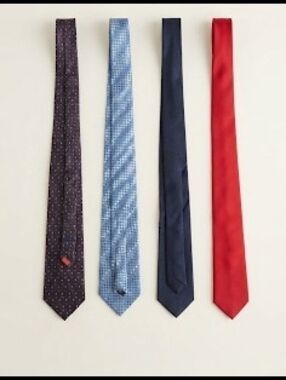 YNS Generic Assorted Men's Ties in Burgundy, Light Blue, Navy & Red